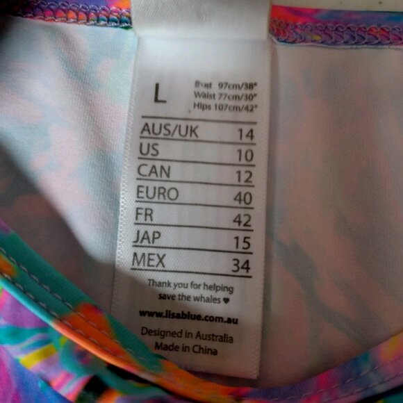 Lisa Blue Call Of The Whale Dress AUS UK 14 US 10 Beach Ruffle Psychedelic Swirl - Picture 12 of 16